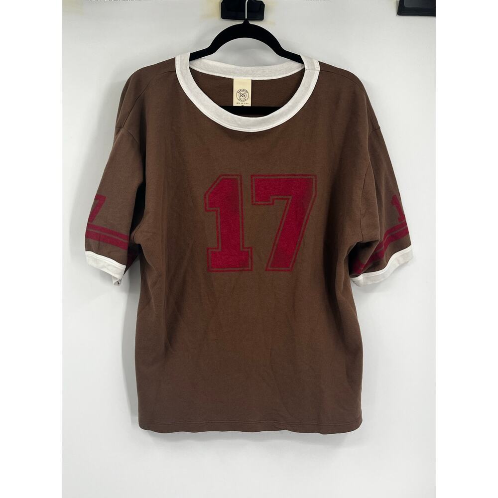 Ragabond Lost & Found Free People Ringer Tee Brown Maroon 17 Organic Cotton NEW - Picture 2 of 10
